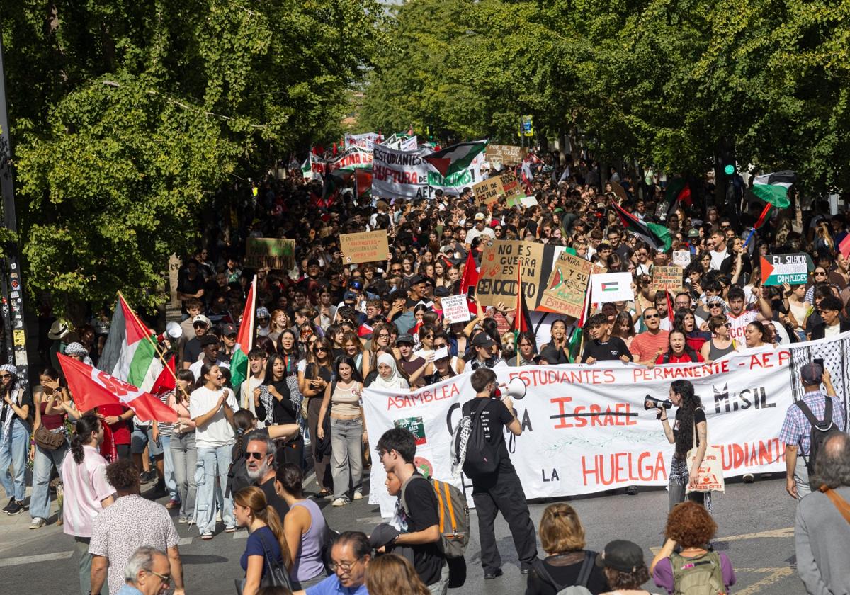 Los jóvenes encabezan una manifestación con más de 3.000 asistentes por la libertad de Palestina